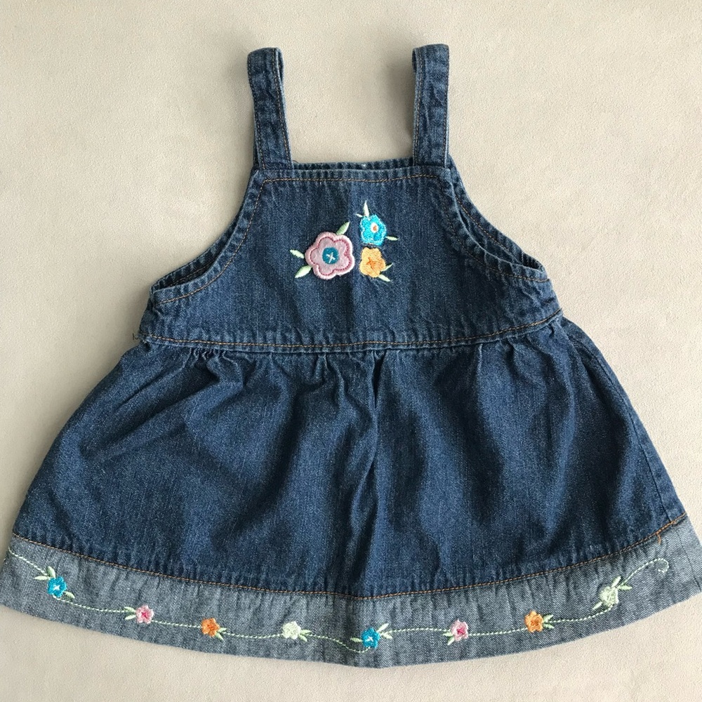 Circo Denim Dress with Floral Design for baby 3-6M